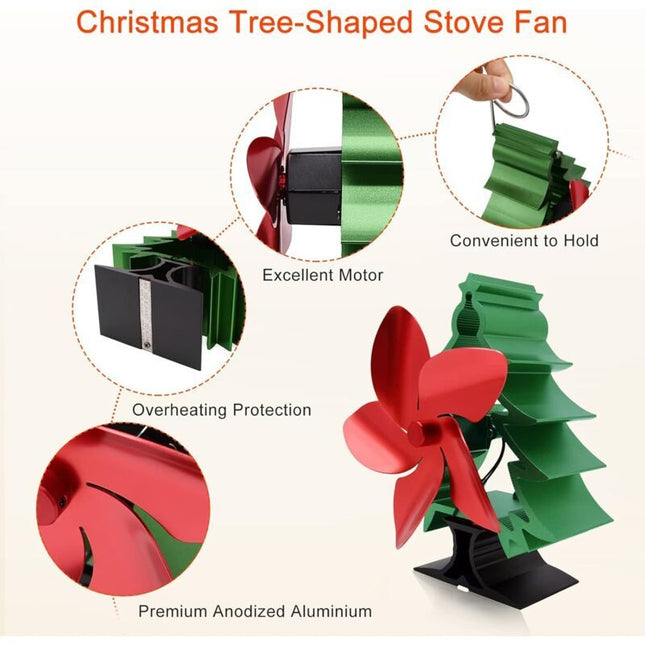 Fireplace Fan Fireplace and Stove Accessory Christmas Tree Shape x12 x23cm, 17.5cm, 5cm