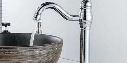 Retro Swivel Basin Mixer Tap, 360 Degree Rotating, Single Lever, High Spout, Hot and Cold Water, Chrome