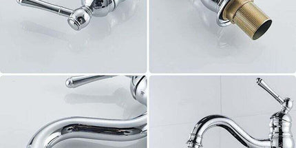 Retro Swivel Basin Mixer Tap, 360 Degree Rotating, Single Lever, High Spout, Hot and Cold Water, Chrome
