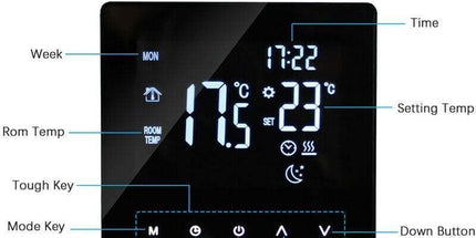 Smart Thermostat Temperature Controller for Electric Heating LCD Display Touch Screen Weekly Programmable Floor Heating Thermostats for Home Office