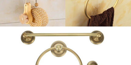 Retro Style Copper Towel Rack Storage Shelf Bathroom Shelf Home Decoration