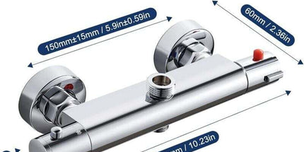 Thermostatic Shower Mixer 2 Outlets High and Low Anti-Scald Mixer Tap in Chrome Brass for Bathroom Bathtub