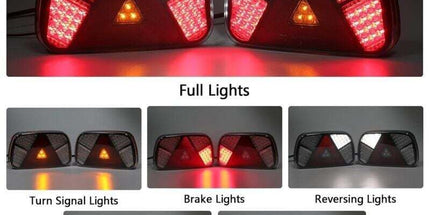 12V 24V Waterproof Trailer Rear Light Kit with Turn Signal Brake Reverse Fog Reflector