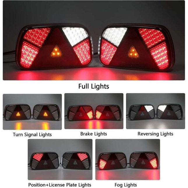 12V 24V Waterproof Trailer Rear Light Kit with Turn Signal Brake Reverse Fog Reflector