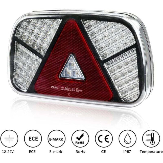 12V 24V Waterproof Trailer Rear Light Kit with Turn Signal Brake Reverse Fog Reflector