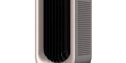 Desktop Vertical Space Heater with Remote Control, Fast Heating PTC Electric Fan Heater, Portable Mini Winter Electric Space Heater for Bedroom Office Home Indoor Heating（Black & Gold）