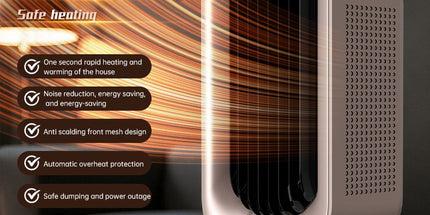 Desktop Vertical Space Heater with Remote Control, Fast Heating PTC Electric Fan Heater, Portable Mini Winter Electric Space Heater for Bedroom Office Home Indoor Heating（Black & Gold）
