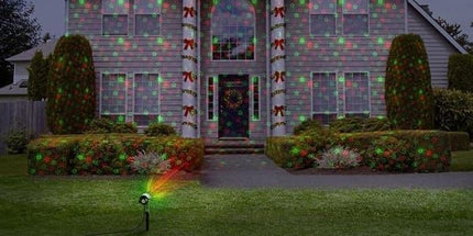 Christmas Laser Projector Lights with Remote Control, Red & Green LED Star Laser Projection Lamp, Waterproof Outdoor Xmas Decor Light with Santa Snowflake Tree Bell Gingerbread Patterns for Yard Garden Party