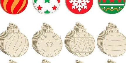 40Pcs DIY Wooden Christmas Ornaments, Unfinished Wood Baubles for Xmas Tree Party Decorations, Christmas Gift