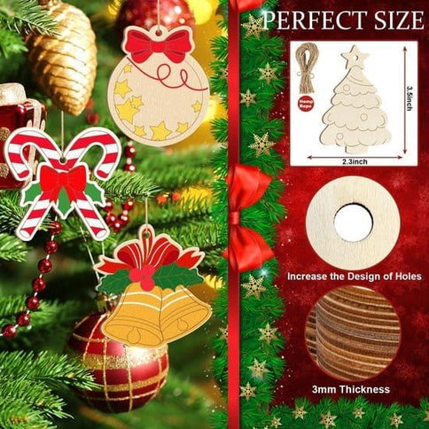 40pc DIY Wooden Christmas Ornaments