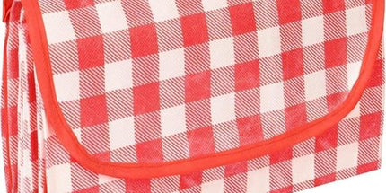 Waterproof Picnic Mat with Carry Handle, 100x150cm, Pink Gingham for Camping Beach Park Outdoor Activities