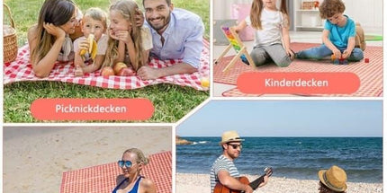 Waterproof Picnic Mat with Carry Handle, 100x150cm, Pink Gingham for Camping Beach Park Outdoor Activities