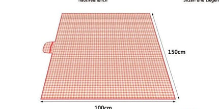 Waterproof Picnic Mat with Carry Handle, 100x150cm, Pink Gingham for Camping Beach Park Outdoor Activities