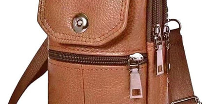 Men’s Leather Phone Waist Bag, Vertical Belt Pouch, Multi‑Purpose Crossbody Shoulder Smartphone Holder