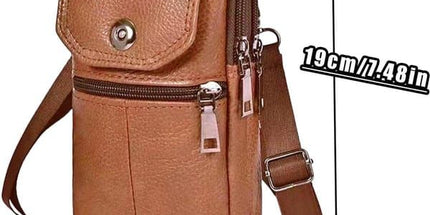 Men’s Leather Phone Waist Bag, Vertical Belt Pouch, Multi‑Purpose Crossbody Shoulder Smartphone Holder