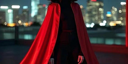 Reversible Hooded Long Cape, Black & Red Double‑Sided Unisex Cloak, Halloween Cosplay Costume for Vampire Reaper Witch Pirate