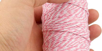 Pink and White Twine String, 328 Feet Christmas Bakers Twine String, 2MM Heavy Duty Packing String for DIY Crafts, Christmas Decoration, Gift Wrapping, Craft Wrapping