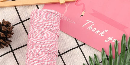 Pink and White Twine String, 328 Feet Christmas Bakers Twine String, 2MM Heavy Duty Packing String for DIY Crafts, Christmas Decoration, Gift Wrapping, Craft Wrapping