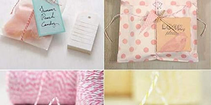 Pink and White Twine String, 328 Feet Christmas Bakers Twine String, 2MM Heavy Duty Packing String for DIY Crafts, Christmas Decoration, Gift Wrapping, Craft Wrapping