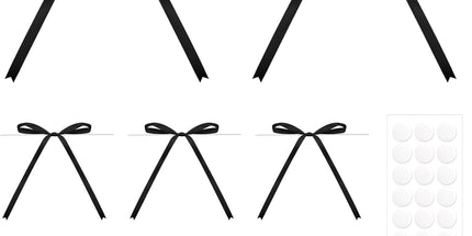 Twist Tie Bows 5x7Inch - 30Pcs Premade Black Gift Bow for Cake Gift Wrapping Balloon Craft Treat Bag Black Satin Ribbon Bows for Wedding Baby Shower Birthday Party Halloween Christmas Decor