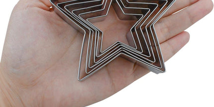 6 Pieces Star Cookie Cutters Set - Stainless Steel Five-Pointed Shaped Cutter, Biscuit Molds, Fondant Cake Cheese Pastry Mold Bakeware Tools Christmas Gifts (Assorted Sizes)