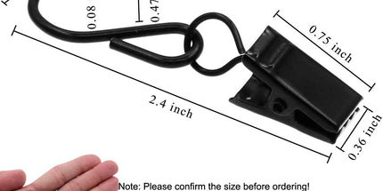 Curtain Clips Gutter Hooks, 40 Pcs Metal S Hooks Awning Xmas Light Shower Hanging Clips for Christmas Decoration, Indoor and Outdoor (Black)
