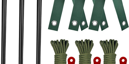 Tree Stakes and Supports, Heavy Duty Tree Stakes Kit Include 3Pcs Tree Straps for Staking, 3Pcs 12" Steel Spikes, and 39Ft Rope, Tree Supports for Young Tree Anti Strong Wind, Bad Weather