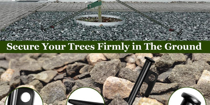 Tree Stakes and Supports, Heavy Duty Tree Stakes Kit Include 3Pcs Tree Straps for Staking, 3Pcs 12" Steel Spikes, and 39Ft Rope, Tree Supports for Young Tree Anti Strong Wind, Bad Weather