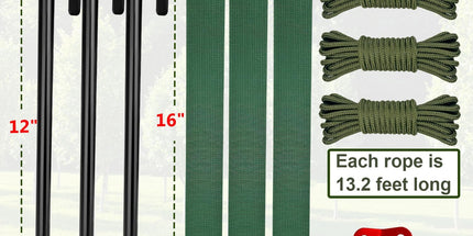 Tree Stakes and Supports, Heavy Duty Tree Stakes Kit Include 3Pcs Tree Straps for Staking, 3Pcs 12" Steel Spikes, and 39Ft Rope, Tree Supports for Young Tree Anti Strong Wind, Bad Weather