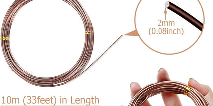 Plant Training Wire 98 Feet Copper Bonsai Tree Aluminium Plant Wire for Training Indoor and Outdoor (Copper, 2mm, 30m)