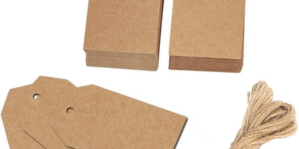 100 Pcs Christmas Gift Tags with String Kraft Paper Vintage Wedding Hang Tags 7x4cm with Natural Jute Twine