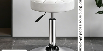 Nappa Leather Adjustable Swivel Bar Stool - 360° Rotation Gas Lift Counter Chair with White Mirror Base - Modern Vanity Seat for Kitchen Island Home Pub