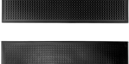 12"x6" Black Rubber Bar Mat – 6 Pack Non-Slip Drainage Pad for Coffee Stations, Home Bars & Kitchens