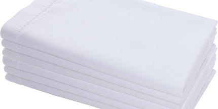 AMOUR INFINI Hemstitched-Flax Linen Cotton -White Napkins Set of 6 - Soft Dinner Napkins with Hemmed Edges, Hotel Quality 20 x 20 Inch for Home Dining, Table Decor