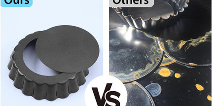 Mini Tart Pans with Removable Bottom 4 inch Set of 10, Non-stick Round Quiche Pan Heavy Duty Carbon Steel for Mousse Cakes, Christmas Dessert Baking with Silicone Scrubber