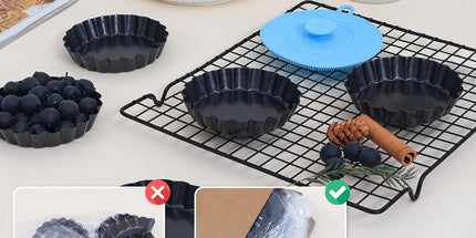 Mini Tart Pans with Removable Bottom 4 inch Set of 10, Non-stick Round Quiche Pan Heavy Duty Carbon Steel for Mousse Cakes, Christmas Dessert Baking with Silicone Scrubber