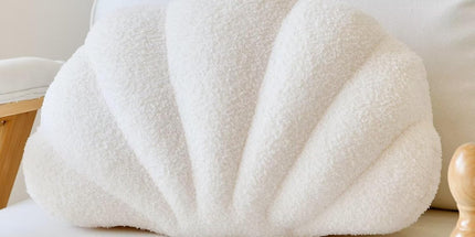Ivory Seashell Throw Pillows, Shell Shaped Throw Pillows, 13 Inch Soft Home Decorative Pillow Plush Cushion for Bed Couch Living Sofa Room Decor Accent Throw Pillow
