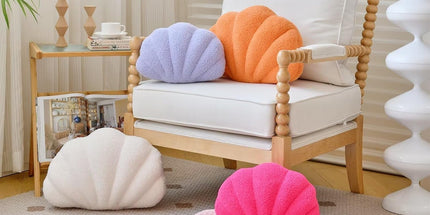Ivory Seashell Throw Pillows, Shell Shaped Throw Pillows, 13 Inch Soft Home Decorative Pillow Plush Cushion for Bed Couch Living Sofa Room Decor Accent Throw Pillow