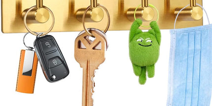 Key Holder for Christmas Wall Decorative, Adhesive Stainless Steel Key Hooks, Key Hanger Key Organizer Towel Hook Coat Hanger for Entryway Hallway Kitchen (Four Rows, Golden 1 PC)