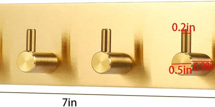 Key Holder for Christmas Wall Decorative, Adhesive Stainless Steel Key Hooks, Key Hanger Key Organizer Towel Hook Coat Hanger for Entryway Hallway Kitchen (Four Rows, Golden 1 PC)