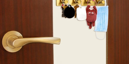 Key Holder for Christmas Wall Decorative, Adhesive Stainless Steel Key Hooks, Key Hanger Key Organizer Towel Hook Coat Hanger for Entryway Hallway Kitchen (Four Rows, Golden 1 PC)