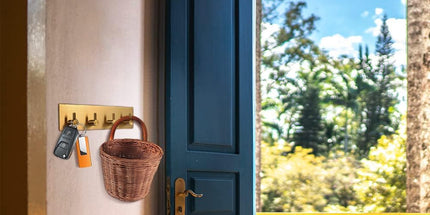Key Holder for Christmas Wall Decorative, Adhesive Stainless Steel Key Hooks, Key Hanger Key Organizer Towel Hook Coat Hanger for Entryway Hallway Kitchen (Four Rows, Golden 1 PC)