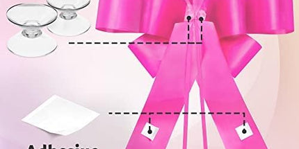 - Big Car Bow - Pink, 30 Inch - Giant Car Bow w/ 2 Gold Accessory Bows for Birthday, Christmas, Wedding Reception, Surprise Party - Large Gift Wrapping for Huge Present