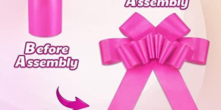 - Big Car Bow - Pink, 30 Inch - Giant Car Bow w/ 2 Gold Accessory Bows for Birthday, Christmas, Wedding Reception, Surprise Party - Large Gift Wrapping for Huge Present