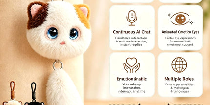 AI Cat Companion Robot - Interactive Emotional Support Pet with 40+ Languages Voice Cloning Long-term Memory - Touch Sensitive Smart Toy for Kids Adults - Siamese Cat