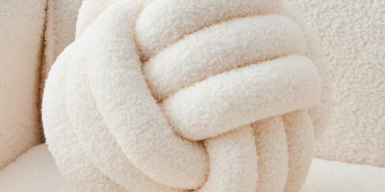 Decorative Throw Knot Pillow Ball for Home Chair Sofa Couch Bed Aesthetic Round Decor Pillows Lambswool Knotted Pillow Cushion (Ivory White, 11 inches)