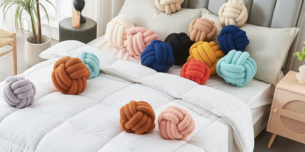 Decorative Throw Knot Pillow Ball for Home Chair Sofa Couch Bed Aesthetic Round Decor Pillows Lambswool Knotted Pillow Cushion (Ivory White, 11 inches)