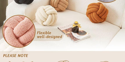 Decorative Throw Knot Pillow Ball for Home Chair Sofa Couch Bed Aesthetic Round Decor Pillows Lambswool Knotted Pillow Cushion (Ivory White, 11 inches)