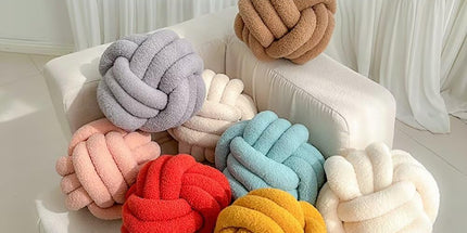 Decorative Throw Knot Pillow Ball for Home Chair Sofa Couch Bed Aesthetic Round Decor Pillows Lambswool Knotted Pillow Cushion (Ivory White, 11 inches)