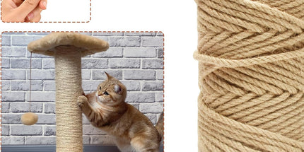 50M Sisal Rope for Cat Scratchers, Cat Scratching Sisal Rope 6mm Natural Jute Hemp Rope, Ideal for Replace Scratching Post, Repair Cat Tree, DIY Projects